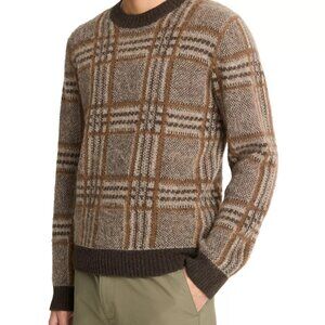 Vince Men's Large Brown Plaid Crewneck Long Sleeve Sweater - New with Tags